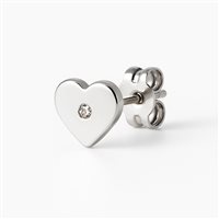 Orecchini da donna in oro bianco 18 kt a forma di cuore con zircone centrale – 1.70 g – Idee Preziose dal 1987 - IP.OK18B/34